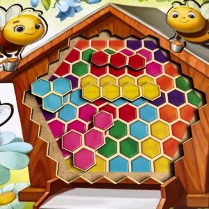 náučná drevená mozaika tetris "veselé včielky"