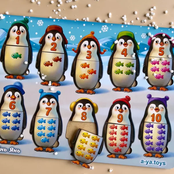 drevené puzzle " počítajme s tučniakmi "