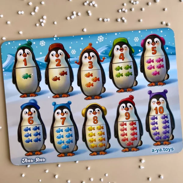 drevené puzzle " počítajme s tučniakmi "
