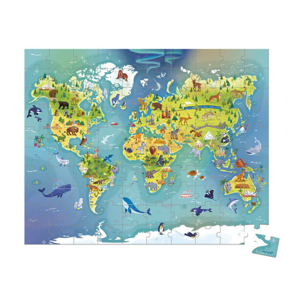 janod puzzle kufrík mapa sveta 100ks